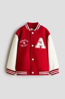 Veste universitaire rouge personnalisée, manches blanches, lettres imprimées numériquement sur le devant, respirante, vêtement d'hiver décontracté, style preppy, coupe classique