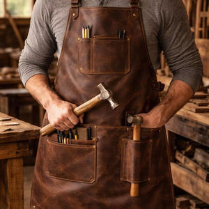 Delantal de Forja de Cuero Auténtico para Fundición de Metal, Resistente al Fuego y a los Olores, Protección Industrial - Product Image 1