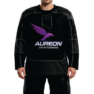 Camiseta de Hockey sobre Hielo Transpirable para Hombre, Nombre del Equipo Personalizado Sublimado, Malla Transpirable, Manga Larga, Corte Regular, 100% Poliéster - Product Image 4