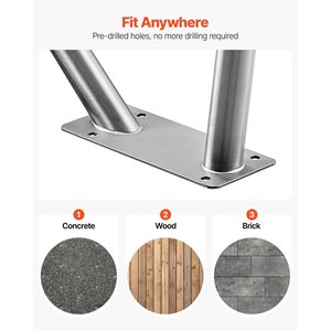 Corrimano per Piscina in Acciaio Inox 304 Resistente 48 X 36 Pollici, Capacità di Carico 220 Libbre, Ringhiera Antiscivolo Rimovibile - Product Image 6