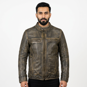 Veste en similicuir PU vintage pour homme, à col rabattu, à capuche, avec fourrure décorative, neuve, à manches longues - Product Image 4