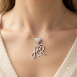 Trendy Iced Rose Gold 925 Silver Lab Grown Diamond Personalized <b>Name</b> <b>Necklace</b> Heart Clasp Hip Hop Pendant Charms Gift Girlfriend - Product Image 3