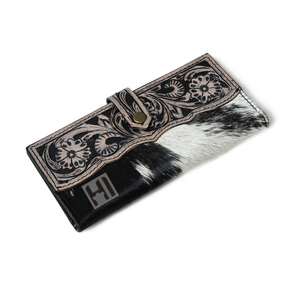 Women's Trending Western Style Genuine Cowhide Leather <b>Wallet</b> with Flap Open Design Logo Magnet RFID Protection for <b>Card</b> <b>Holders</b> - Product Image 4