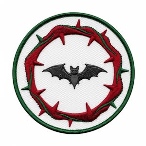 Parche bordado redondo termoadhesivo de murciélago con corona de espinas, insignia gótica de naturaleza, aplique de vampiro, venta al por mayor, para decoración de chaquetas streetwear DIY - Product Image 1