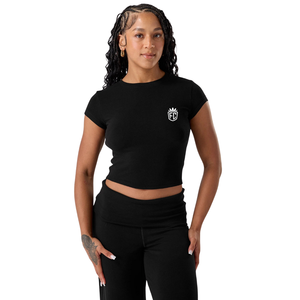 Camiseta Deportiva Cloud Tee para Mujer, Negra, Ultra Suave, Elástica, Corta, para Gimnasio, Entrenamiento, Yoga, Running, Athleisure - Product Image 1