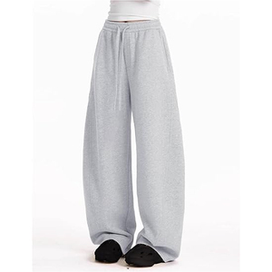Womens Barrel Ankle Sweatpants Fleece Lined Baggy Sweat Pants Interior <b>Drawstring</b> <b>Trousers</b> Barrel Sweats With Pockets - Product Image 3