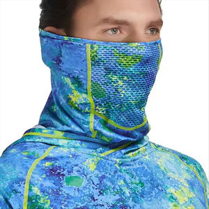 Chemise de performance à manches longues à capuche pour homme, imprimée par sublimation, séchage rapide, bleu vert tie-dye, tenue décontractée d'été - Product Image 2