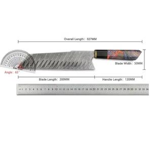 Couteau de chef artisanal en acier Damas de 13 pouces, fabriqué sur mesure par Ahmad Fabric, avec étui en cuir, manche élégant, personnalisable - Product Image 2
