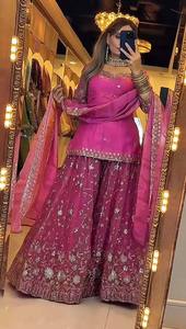 Nuevo Conjunto de Salwar Kameez Sharara Dupatta de Georgette de Primera Calidad al por Mayor con Bordado de Diseñador y Lentejuelas, Ajuste Delgado, para Fiesta - Product Image 2