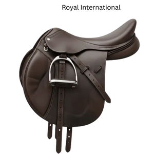 Selle d'équitation anglaise haut de gamme en cuir véritable pour le saut d'obstacles, équipement équestre avec étriers, siège confortable pour l'entraînement - Product Image 1