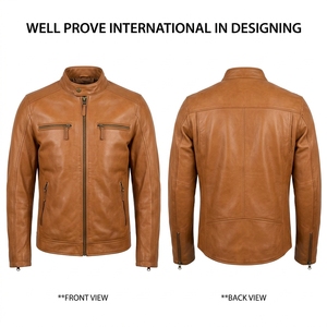 Premium 800 GSM Synthetic Sheep Skin Olive Green Biker Jacket Custom Embossed Logo <b>Stamped</b> Hardware Knitted Waterproof - Product Image 6