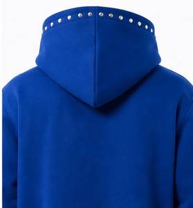 เสื้อฮู้ดซิปสีน้ำเงินสำหรับผู้ชาย พิมพ์ลายตัวอักษร WSI ประดับเพชร ทรงปกติ สไตล์สตรีทแวร์ ผ้าฟลีซ โพลีเอสเตอร์/คอตตอน - Product Image 6