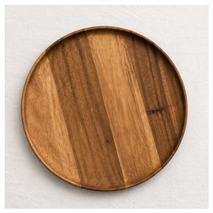 Assiette de service ronde en bois d'acacia écologique de qualité supérieure, style rustique, pour la décoration de table de mariage et les hôtels - Product Image 3