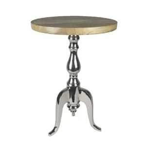 Classic Polished Brass <b>Round</b> <b>Side</b> <b>Table</b> Aluminum Ribbed Pedestal Tripod Base Luxury Gold Accent <b>Table</b> for Hotel Lounge Office - Product Image 3
