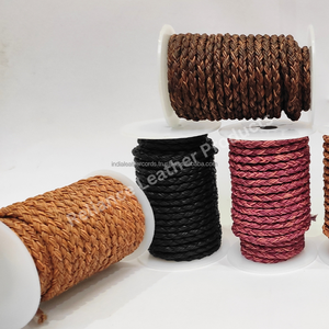 Bulk Roll 12 Ply Round Genuine Cowhide Braided Leather <b>String</b> Raw Material - Product Image 3