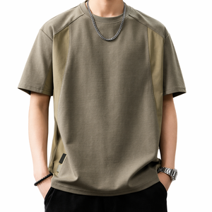 T-shirt en coton biologique 100% pour homme, col en V, tricoté, couleur personnalisable, écologique, respirant, séchage rapide, confort quotidien - Product Image 1