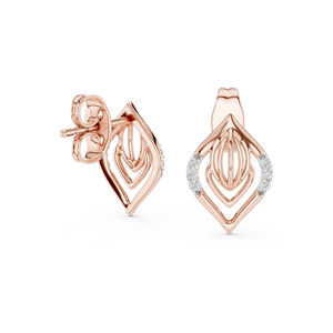 Boucles d'oreilles en or jaune 14 carats avec diamants de laboratoire ronds pour femmes |   Vêtements de fiançailles |   Nouveau diamant cultivé - Product Image 4