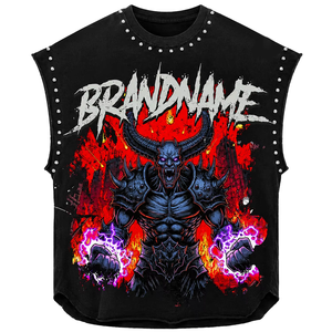 Custom Rhinestone Graphic Tank Top 100% Cotton Soft Fabric <b>Logo</b> Printed Sleeveless T Shirt Unisex Streetwear OEM Wholesale - Product Image 1