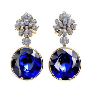 ต่างหูเงินสเตอร์ลิงสำหรับเจ้าสาวเครื่องประดับหยดน้ำสีฟ้า925สำหรับเจ้าสาว - Product Image 2