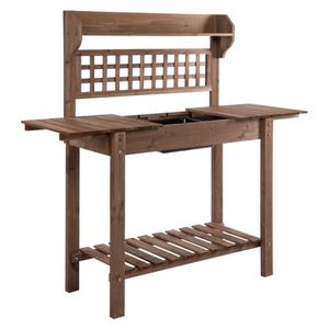 Banco da Lavoro Moderno con Ripiani Aperti in Fibra di Vetro Resistente per Giardino, Patio, Parco, Scuola e Soggiorno - Product Image 3