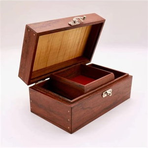 Boîte à bijoux en bois multicouche en gros, organisateur de bijoux à 3 niveaux en cantilever, doublure en velours, fait main, cadeau en bois vintage - Product Image 5