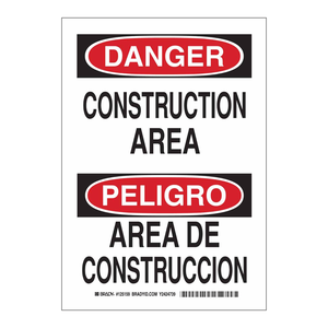 Panneau de signalisation bilingue en PVC pour zone de chantier - Panneau de sécurité imprimé UV pour intérieur/extérieur - Product Image 1