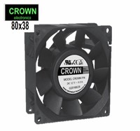 Ventilateur d'extraction axial CROWN DC 12V/24V/48V 80x80x38mm avec pales en plastique OEM pour usine de fabrication
