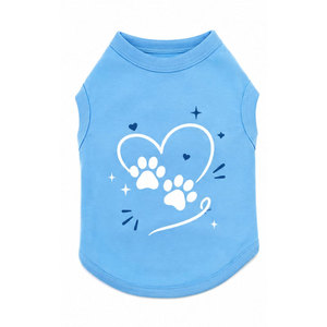 WATZY SPORTS T-shirt bleu pour animaux de compagnie, imprimé patte de chat et cœur, vêtements unisexes pour chiens adultes - Product Image 2