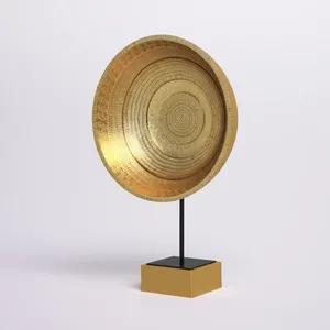 Escultura Circular Vertical Abstracta Dorada, Arte Metálico Hecho a Mano, Decoración Moderna para Mesa de Sala de Estar - Product Image 2