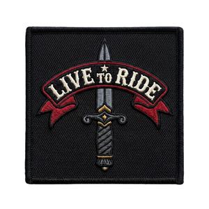 Parche bordado personalizado con la frase 'Live To Ride Dagger', termoadhesivo, insignia con lema para motociclistas, para chaqueta de cuero, chaleco, parche para espalda de mezclilla, venta al por mayor - Product Image 1