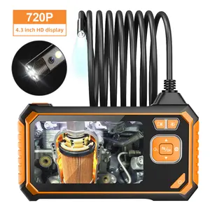 Endoscope industriel numérique à double objectif avec écran couleur IPS de 4.3 pouces, câble rigide étanche, caméra à objectif 7led, lumières 32 go