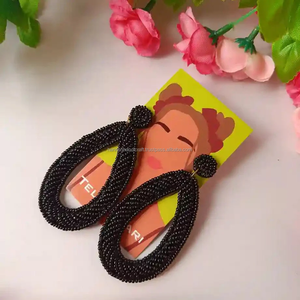 Boucles d'oreilles en perles de verre pour femmes et filles, mignonnes, pour les fêtes, inspirées des perles et des diamants, motif numérique, Inde, 100% haute qualité - Product Image 4