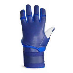 <b>Blue</b> White Leather Baseball Batting Gloves Breathable Soft Palm Anti Slip Grip Adjustable Wrist Strap Custom Logo OEM Training - Product Image 5