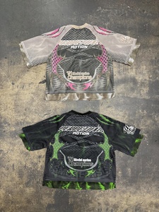 Camiseta de Motocross de Malla de Doble Capa Y2K de Primera Calidad con Logotipo Personalizado, Sublimación con Estampado Gráfico Completo, Manga Corta - Product Image 2