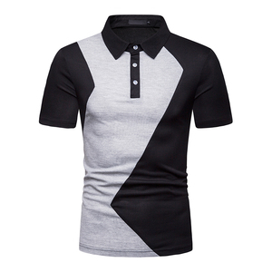 Chemise pour homme en coton 100% tricoté, anti-plis, à manches courtes, motif géométrique, style décontracté chic, gris et noir - Product Image 4