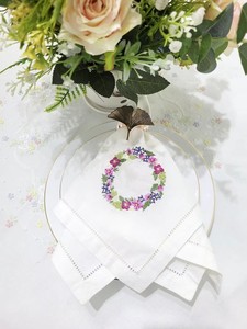 Custom Wholesale Handmade <b>Square</b> Embroidered Cotton Hemstitch Napkin Full Sizes Machine Washable Durable Airplane Home Wedding - Product Image 5