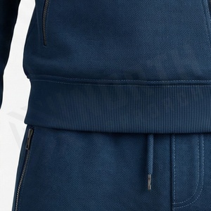 <b>Men's</b> <b>Navy</b> Blue Hooded Tracksuit Solid Color Zipper Front Casual Sportswear Full Sleeve <b>Joggers</b> Set Regular Fit Autumn Wear - Product Image 5
