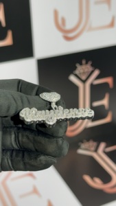 Colgante de Letra con Nombre, Joyería Hip Hop Popular, con Moissanita y Diamantes, Joyería Fina Hecha a Mano con Plata de Ley 925 - Product Image 3