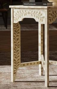 Mesa de Cajones con Incrustaciones de Hueso de ILAHI, Diseño Moderno con Detalles de Ágata, Almacenamiento de Tres Niveles, Mueble Portátil para Sala de Estar/Hogar - Product Image 3