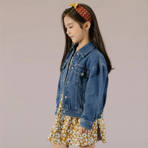 Newest Fashion Denim <b>Jacket</b> Kids Loose Print Single-breasted Blue Outwear Spring Autumn Cute Youth Girl's Denim <b>Jacket</b> - Product Image 1