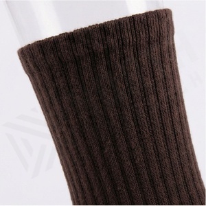 Brown <b>Crew</b> <b>Socks</b> Solid Knitted Breathable Casual Adult Regular Fit <b>Sock</b> Type Standard Thickness - Product Image 4