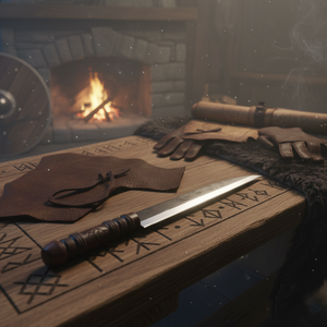 Couteau de chasse Viking de luxe, lame en acier carbone forgée à la main, manche en bois, couteau Viking nordique et ultra-affûté avec étui en cuir - Product Image 5