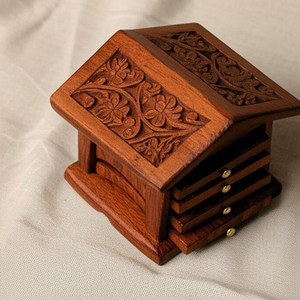Juego de Posavasos de Madera Hechos a Mano con Forma de Casa, Posavasos Tallados Vintage con Soporte, Decoración de Mesa, Artículo Artesanal Único - Product Image 5