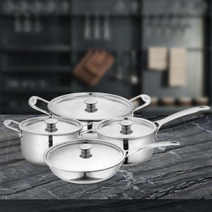 Platinum Collection 4 PCS Heavy Weight Hammered Stainless Steel Family <b>Cookware</b> <b>Set</b> - Product Image 1