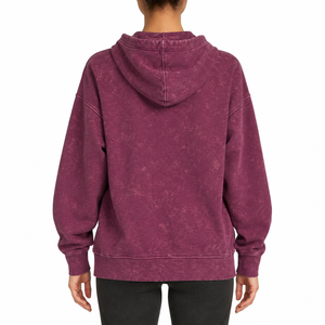 Sudadera con Capucha Estilo Acid Wash, Unisex, Casual, con Bolsillo Canguro, Manga Larga, Color Morado - Product Image 4