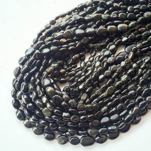 ลูกปัดทัวร์มาลีนสีดำทรงรีเรียบ ขายส่ง ลูกปัดทัวร์มาลีนธรรมชาติแบบเส้น สำหรับทำเครื่องประดับ DIY - Product Image 3