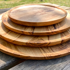 Assiettes en bois d'olivier sculptées à la main, petites, moyennes, grandes, taille personnalisée - Product Image 2