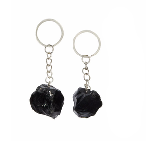 Porte-clés en cristal de haute qualité, obsidienne noire brute, pierre naturelle, cadeaux pour femmes, vente en gros - Product Image 5