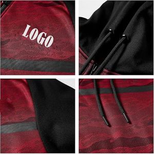 Sudadera con Capucha de Camuflaje Roja para Hombre, Manga Raglán, Transpirable, Corte Regular, Estilo Deportivo, Logotipo Frontal con Estampado por Sublimación - Product Image 4