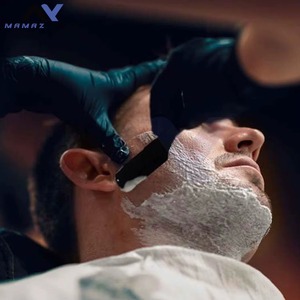 Rasoir professionnel en acier inoxydable à lame pivotante pour hommes, design anneau de doigt, pour toilettage de précision de la barbe, lame droite simple - Product Image 5